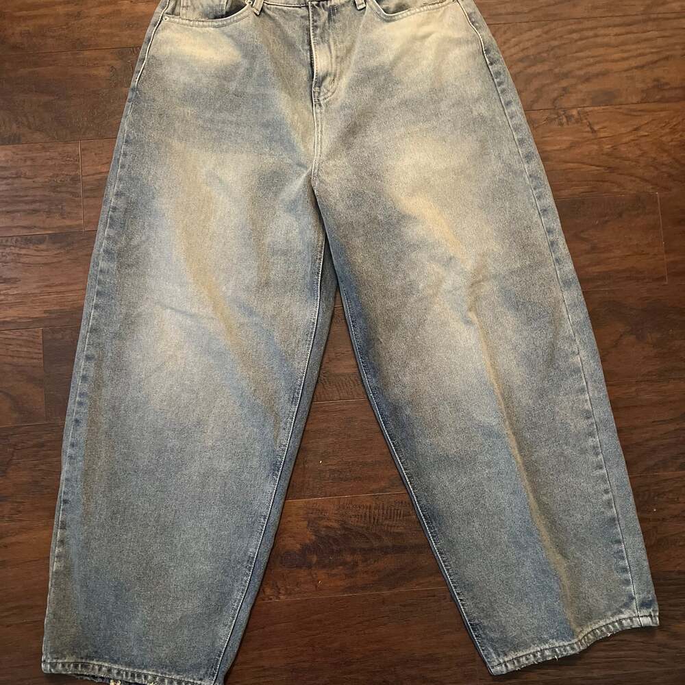 ODE Light Wash Baggy Barrel Denim Jeans